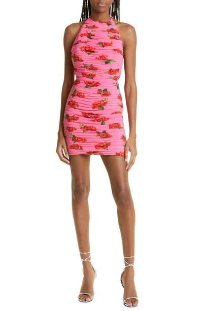 Sau Lee Sonia Floral Halter Minidress In Pink Multi