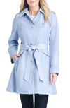 Kate Spade Fit & Flare Trench Coat With Removable Hood In Pale Hydrangea