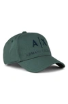 Armani Exchange Classic Embroidered Logo Baseball Cap In Verde Scuro 1