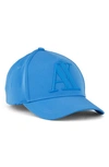 Armani Exchange Rubber Logo Baseball Cap In Azure