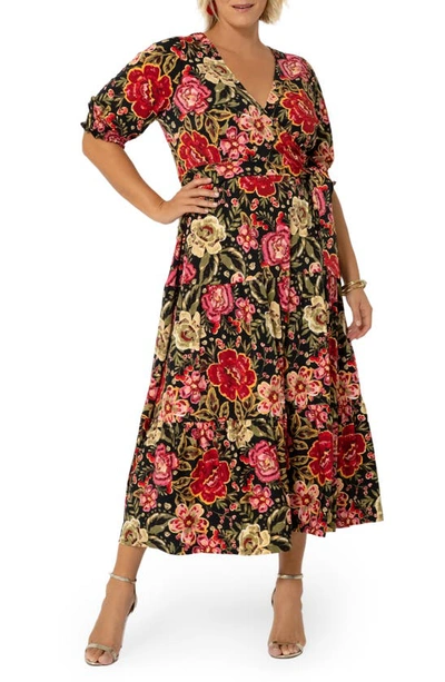 Leota Marlo Faux Wrap Dress In Crown Floral Red Dhalia ModeSens