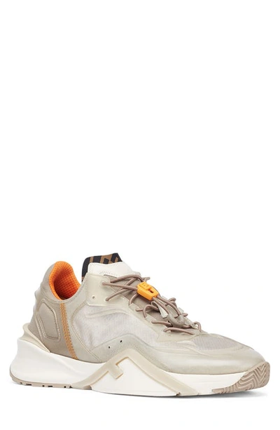 Fendi Flow Mixed Media Sneaker In Brown