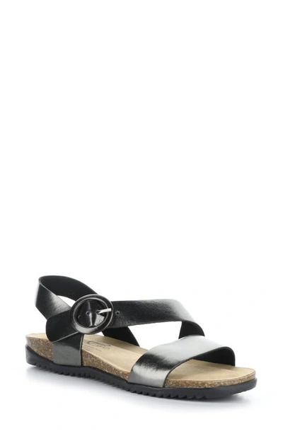 Bos. & Co. Lavis Asymmetric Slingback Sandal In Pewter Laminato
