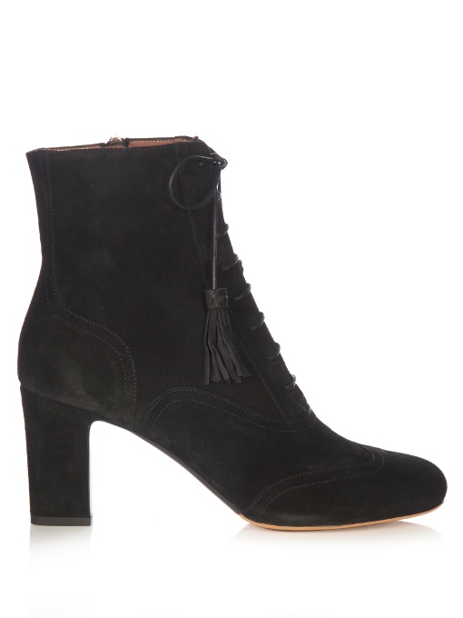 Tabitha Simmons Afton Block-heel Velvet Ankle Boots In Black | ModeSens