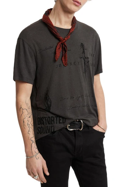 John Varvatos Distorted Sound Linen Blend Graphic Tee In Coal