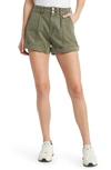 Paige Brooklyn High Waist Utility Shorts In Green