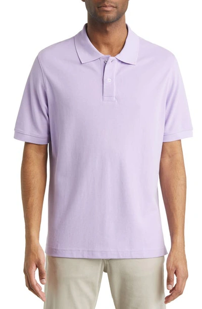 Scott Barber Pinstripe Technical Jersey Polo In Lilac