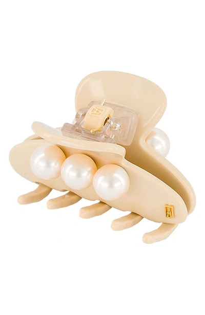 Alexandre De Paris Imitation Pearl Hair Clip In Beige