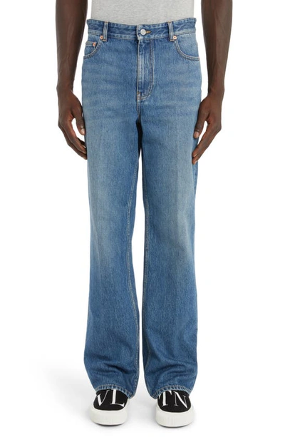 Valentino Rigid Straight Leg Jeans In Blue