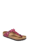 Birkenstock Women's Gizeh Slip On T Strap Buckled Footbed Sandals In Festival Fuchsia