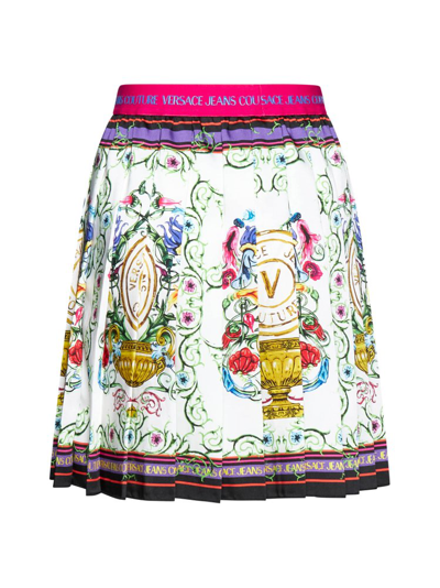 Versace Jeans Couture Printed Pleated Mini Skirt In Multicolor