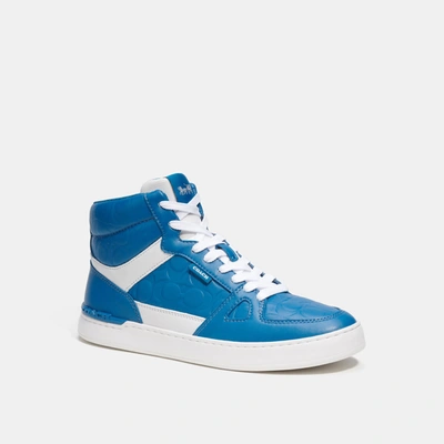 Coach Outlet Clip Court High Top Sneaker In Signature In Blue
