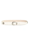 Vince Camuto Ribbed Buckle & Keeper Belt In White