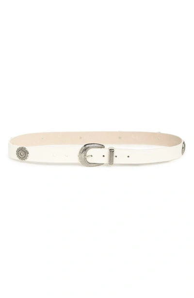 Vince Camuto Ribbed Buckle & Keeper Belt In White
