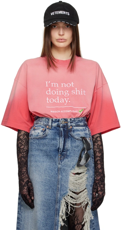 Vetements Slogan-print Oversized T-shirt In Pink