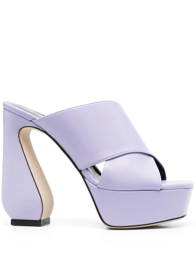 Si Rossi Leather Heel Mules In Violet