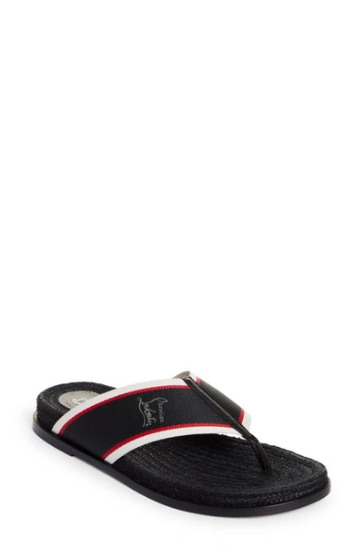 Christian Louboutin Hot Flip Espadrille Flip Flop In Black