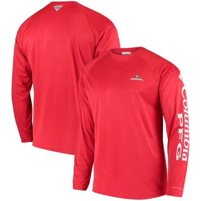 Columbia Pfg Red Georgia Bulldogs Terminal Tackle Omni-shade Long Sleeve T-shirt