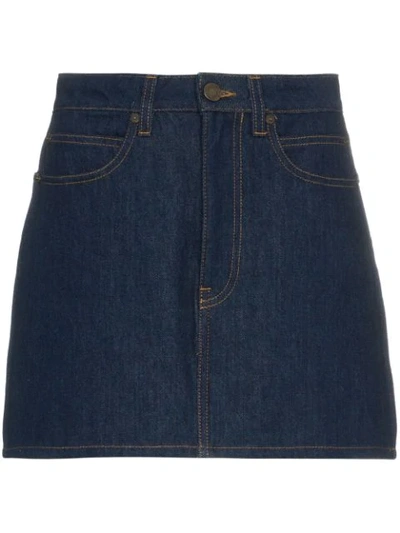 Calvin Klein Jeans Est.1978 Logo Back Denim Mini Skirt In 102 Blue