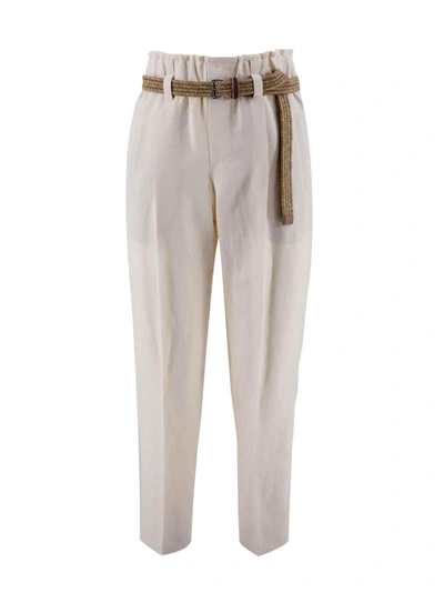 Brunello Cucinelli Cropped Tailored Trousers In Panna