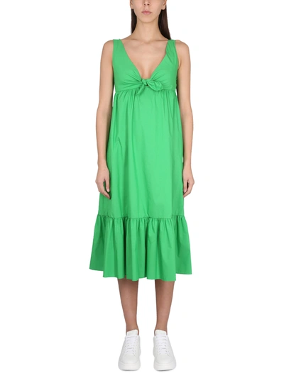 Red Valentino Taffeta Dress With Bow In Green