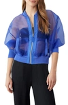 Gstq Sheer Bomber Jacket In Blue