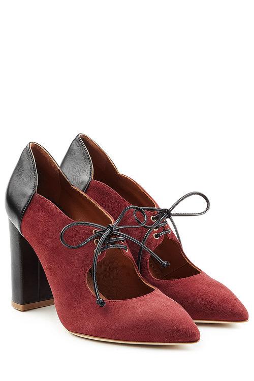 Malone Souliers Suede Pumps With Lace-Up Front In Red | ModeSens