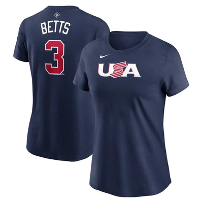 Nike Women's Usa Baseball 2023 World Baseball Classic (mookie Betts) T-shirt In Navy