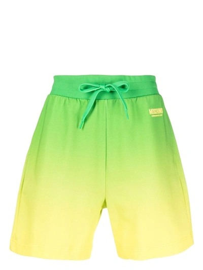 Moschino Ombré Effect Raised-logo Shorts In Green