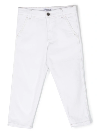 Dondup Kids' Logo-detail Denim Trousers In White