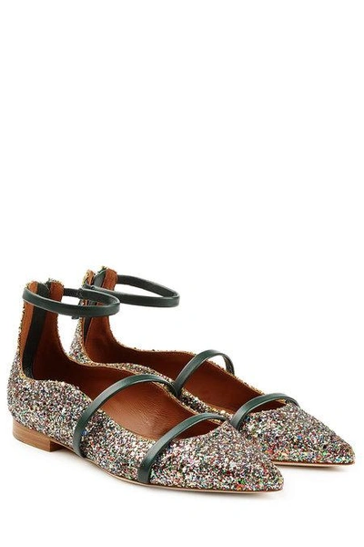 Malone Souliers Stylebop.com Exclusive - Glitter Ballerinas With Leather