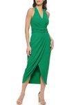 Guess Surplice Neck Sleeveless Novelty Midi Dress In Kelly Green