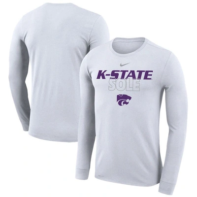 Nike White Kansas State Wildcats On Court Bench Long Sleeve T-shirt