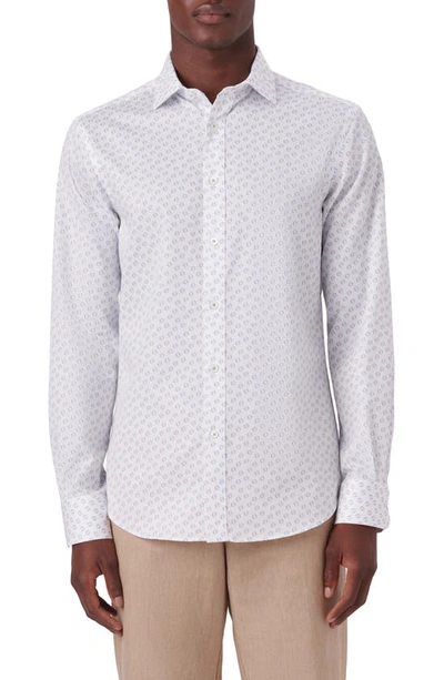 Bugatchi Medallion Print Button-up Shirt In White