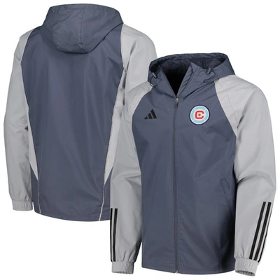 Adidas Originals Adidas Charcoal Chicago Fire All-weather Raglan Hoodie Full-zip Jacket