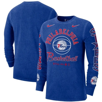Nike Royal Philadelphia 76ers Courtside Retro Elevated Long Sleeve T-shirt