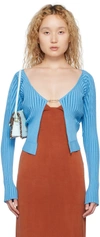 Jacquemus Pralu Viscose-blend Cardigan In Light Blue