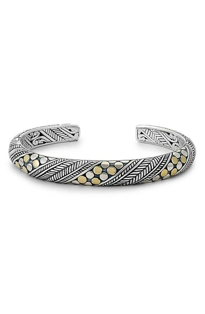 Samuel B. 18k Yellow Gold & Sterling Silver Filigree Design Bangle In Silver/ Gold
