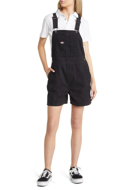 Dickies Duck Classic Canvas Short Overalls In Black
