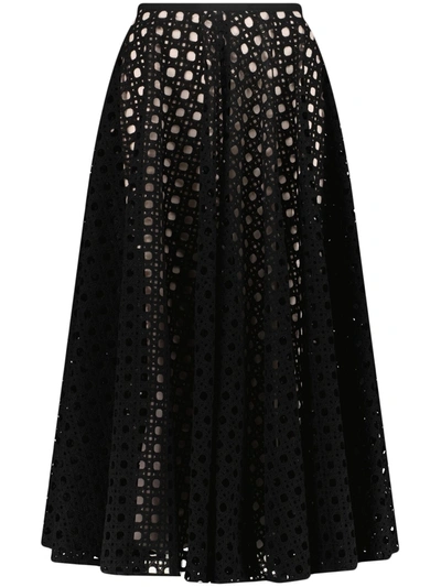 Giambattista Valli Macramé Midi Skirt In Black