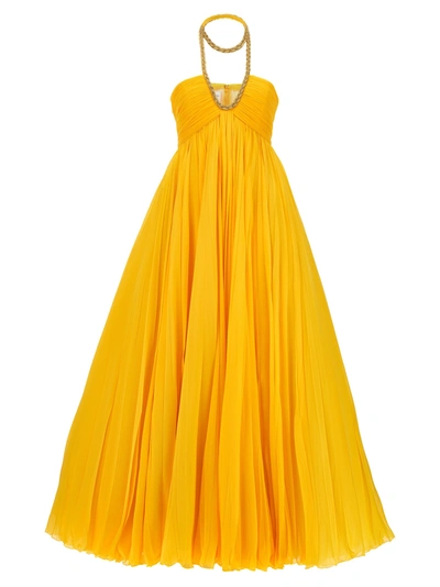 Giambattista Valli Layered Silk Georgette Halter Dress In Yellow