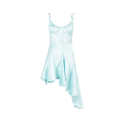 Collina Strada Ivy Asymmetric Satin Dress In Light Blue