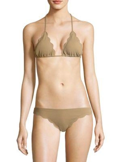 Marysia Broadway Scalloped String Bikini Top In Stone
