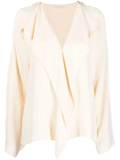 By Malene Birger Layered-details Flared Blouse In Beige