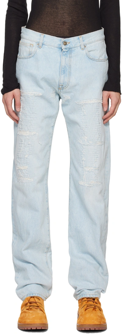 424 Distressed-effect Straight-leg Jeans In Blue