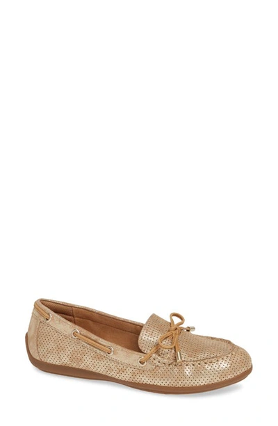 Comfortiva Mindy Perforated Loafer In Platino Suede