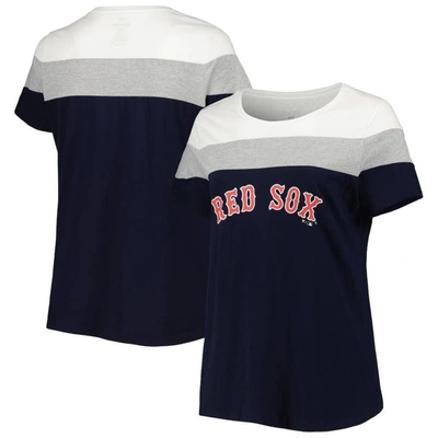 Profile Women's Navy, Heather Gray Boston Red Sox Plus Size Colorblock T-shirt In Navy,heather Gray