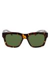 Ferragamo 56mm Polarized Rectangular Sunglasses In Tortoise/green Solid