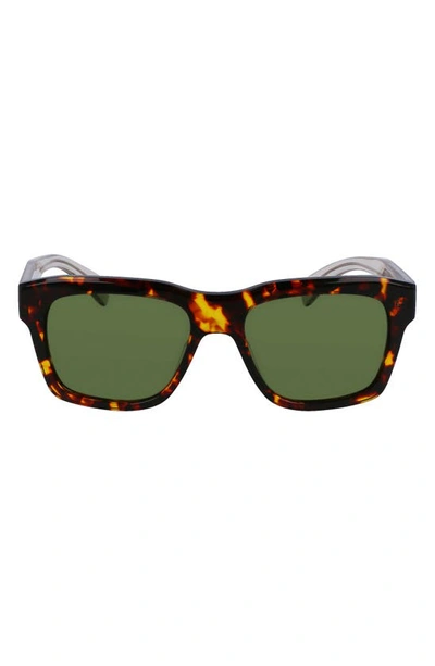 Ferragamo 56mm Polarized Rectangular Sunglasses In Tortoise/green Solid
