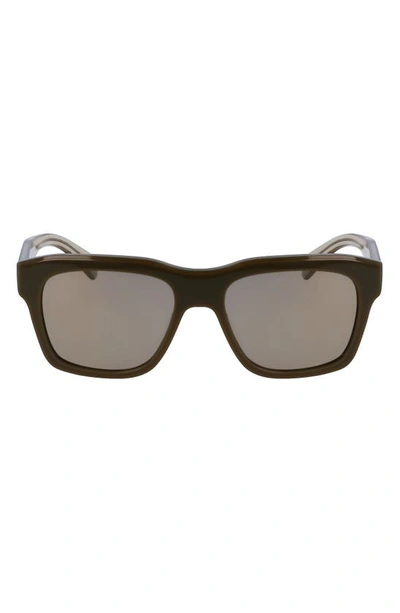 Ferragamo 56mm Polarized Rectangular Sunglasses In Brown/gray Solid